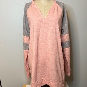 Pink and Gray Women's Tunic Top